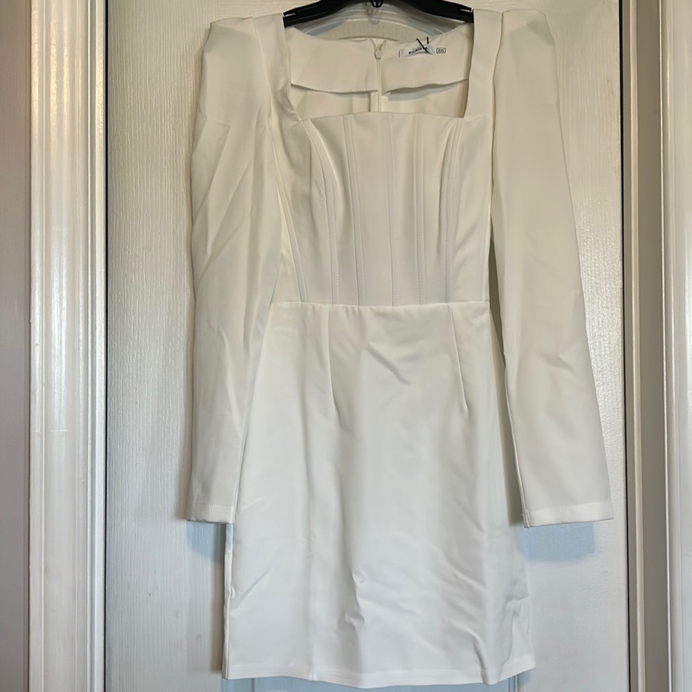 White Corset Dress - Puff Sleeve